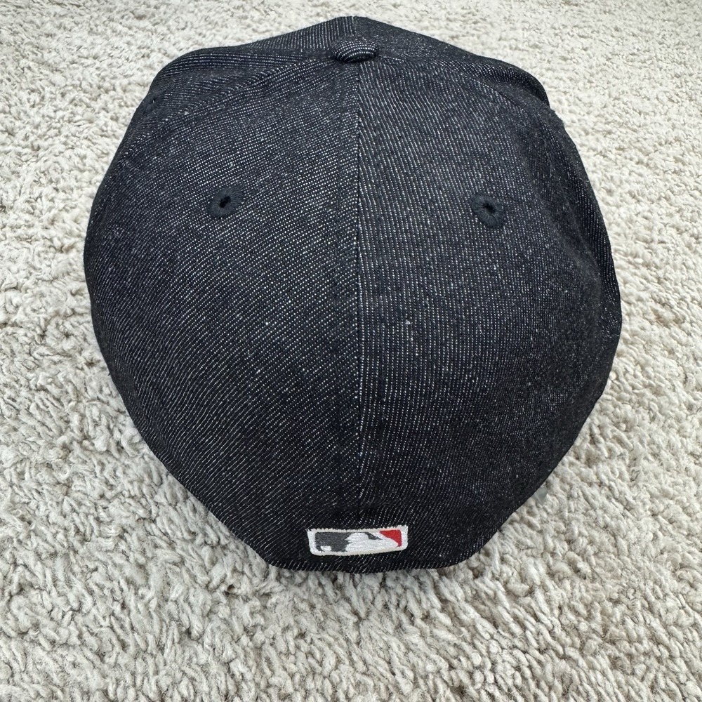 Atlanta Braves Hat New‎ Era 7 3/4 Black Denim Team Logo 1999 World Series Patch - Picture 7 of 9